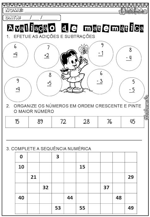 Avaliações Língua Portuguesa e Matemática