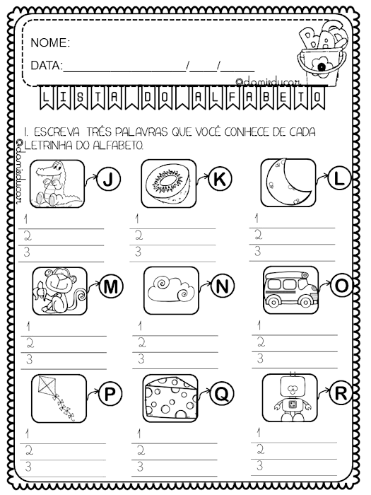 Atividade de alfabetização e letramento