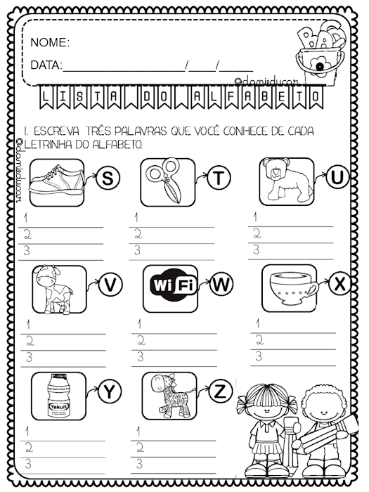 Atividade de alfabetização e letramento