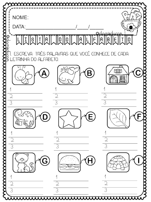 Atividade de alfabetização e letramento