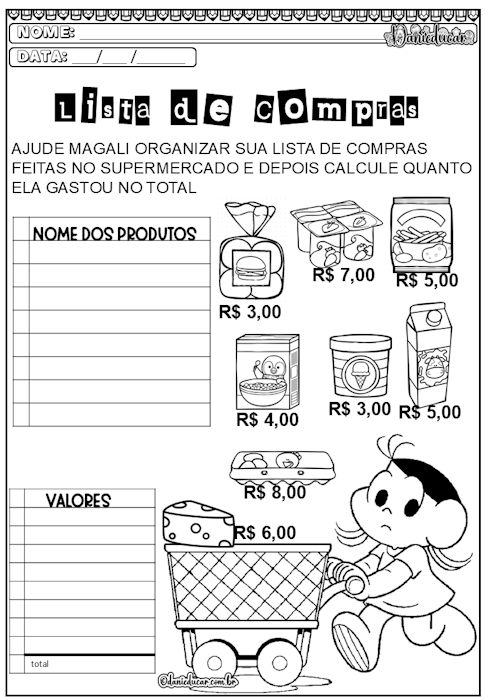 Atividades com listas 1º ano