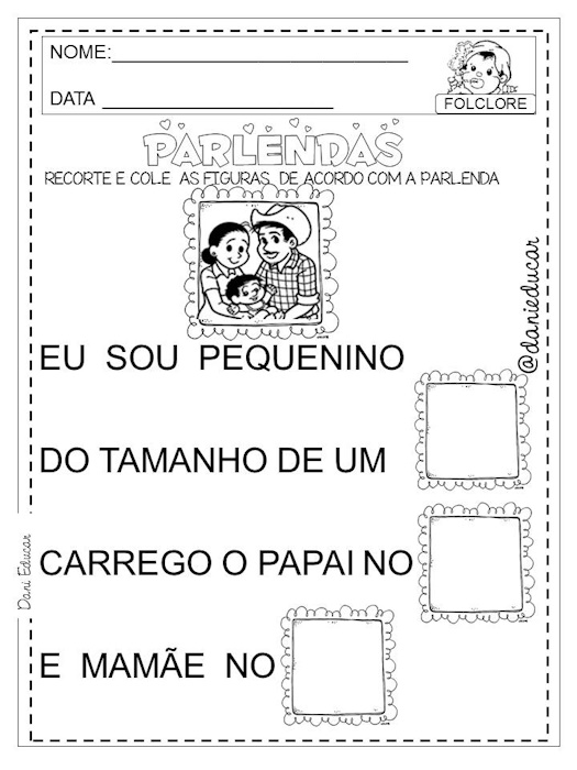 Atividades de alfabetização parlendas