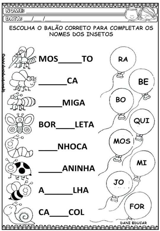Atividades de alfabetização - reforço