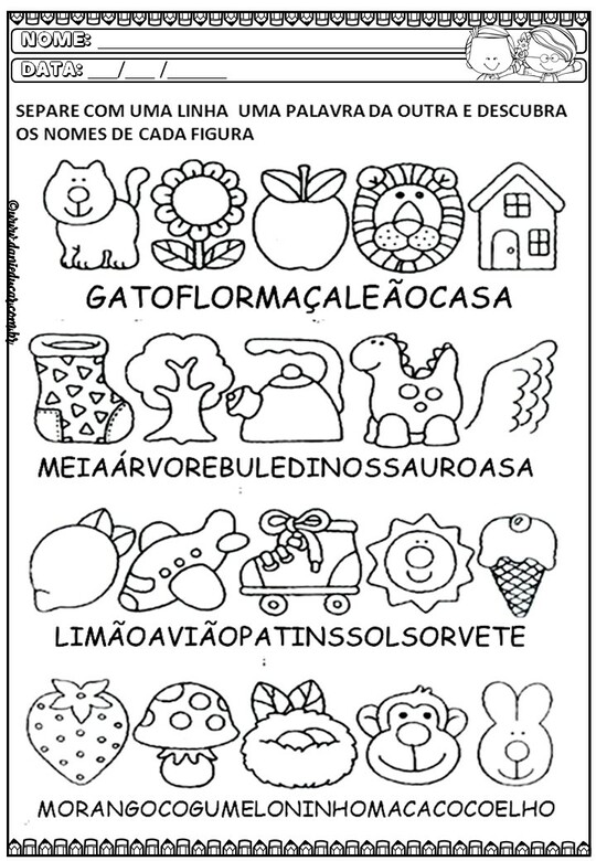 Atividades de alfabetização - reforço