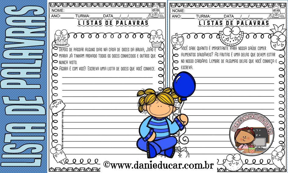 Atividades educativas - lista de palavras - Dani Educar
