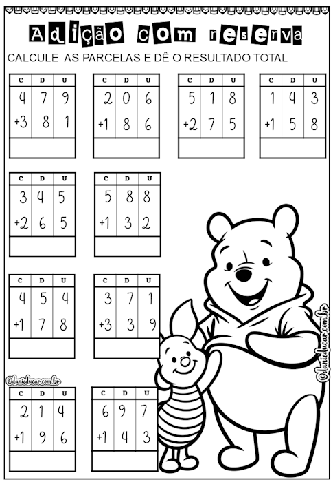 Atividades de adição 3 ano