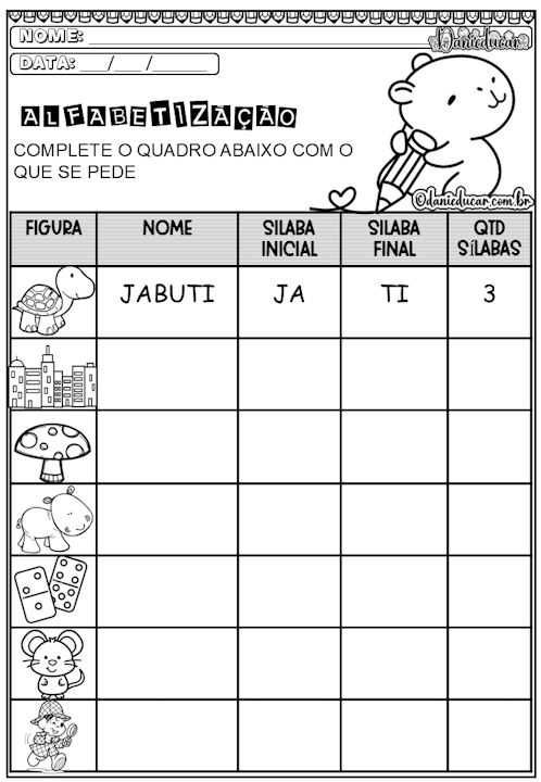 Atividades de alfabetização e letramento