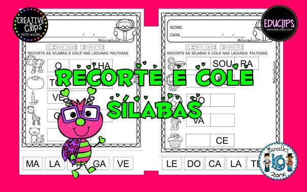 Atividades de alfabetização recorte sílabas