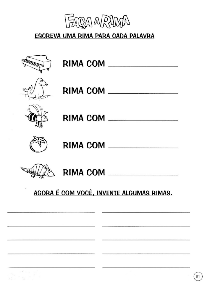 Atividades de alfabetização rimas