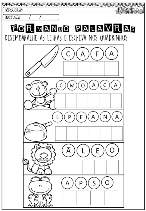 Atividades silábico com valor sonoro