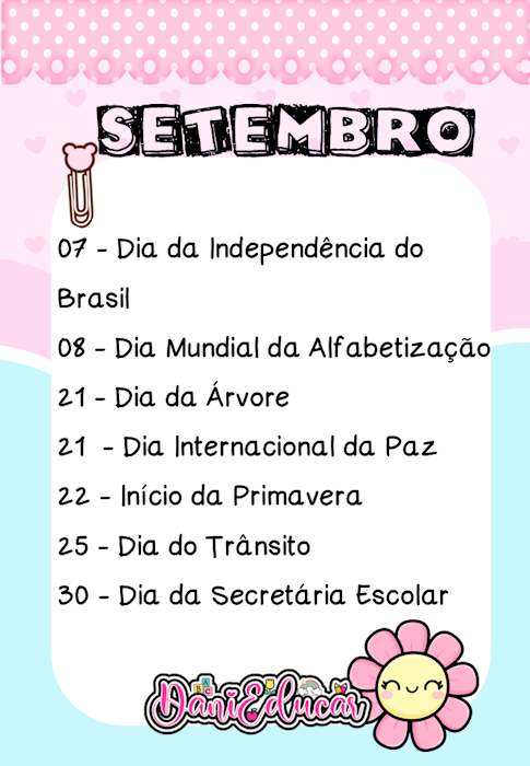 Datas comemorativas Setembro
