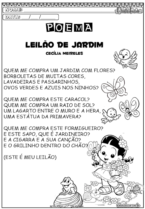 Poema e atividade Leilão de Jardim 