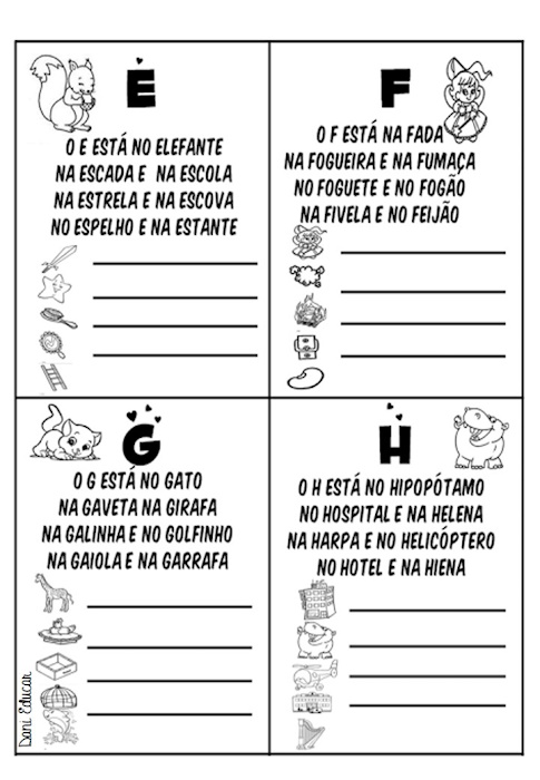 Textos pequenos e lista de palavras
