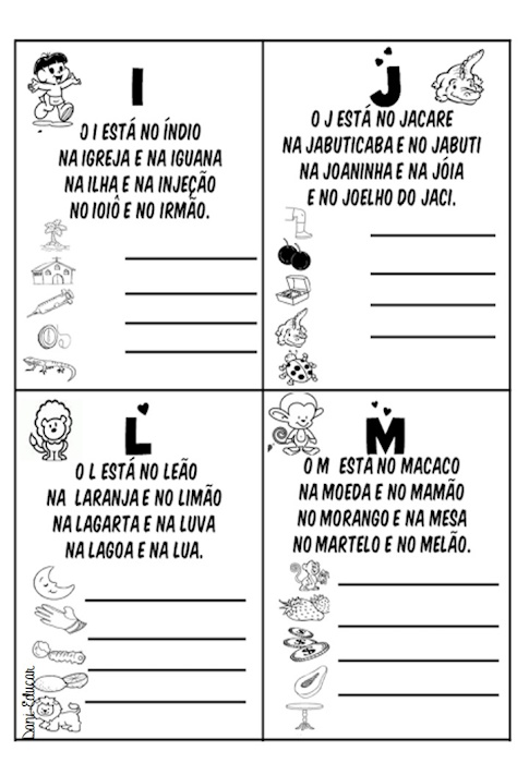 Textos pequenos e lista de palavras
