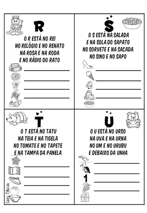 Textos pequenos e lista de palavras