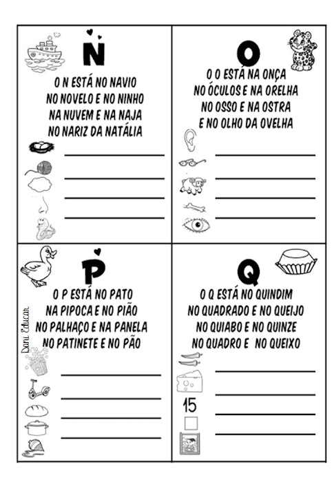 Textos pequenos e lista de palavras