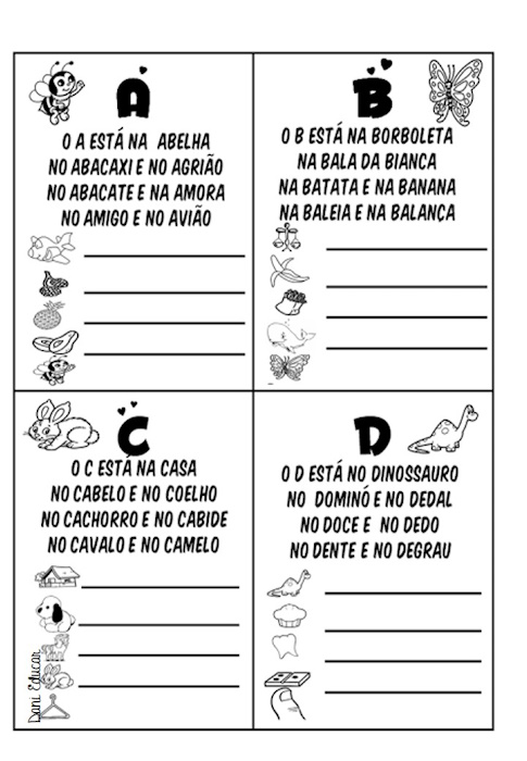 Textos pequenos e lista de palavras