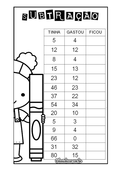 Atividades adição subtração