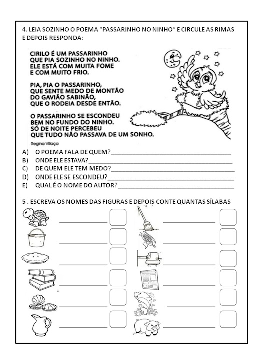 Avaliação bimestral para 2º ano