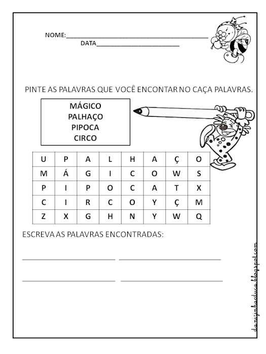 Atividades de alfabetização Dia do Circo