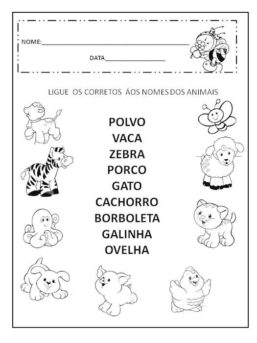 Atividades de alfabetização - Animais