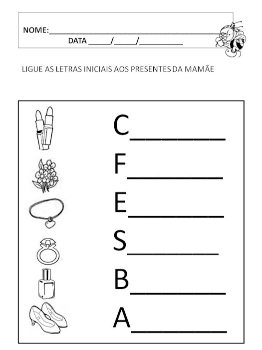 Atividades dia das mães - alfabetização