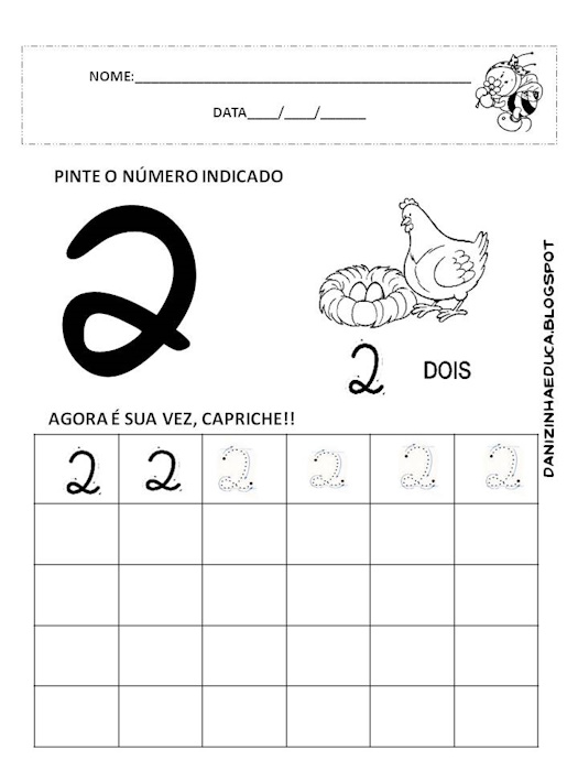 Atividades com números pontilhados 1 ao 5