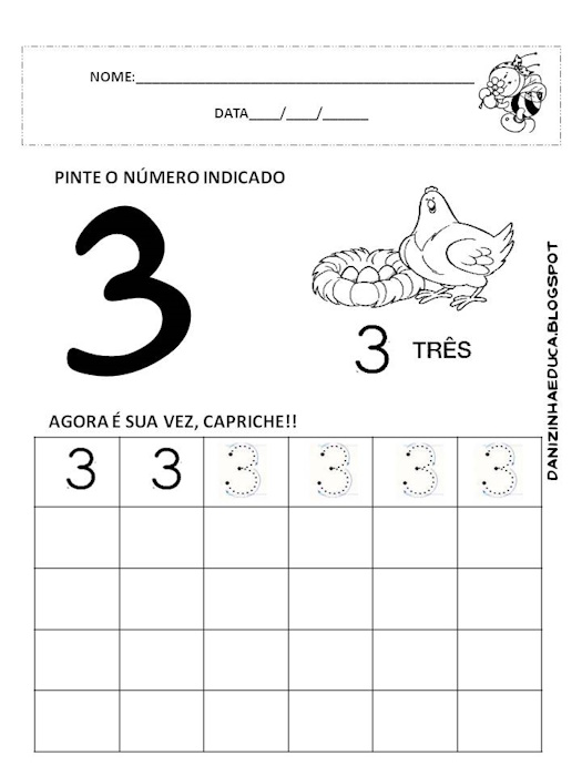 Atividades com números pontilhados 1 ao 5