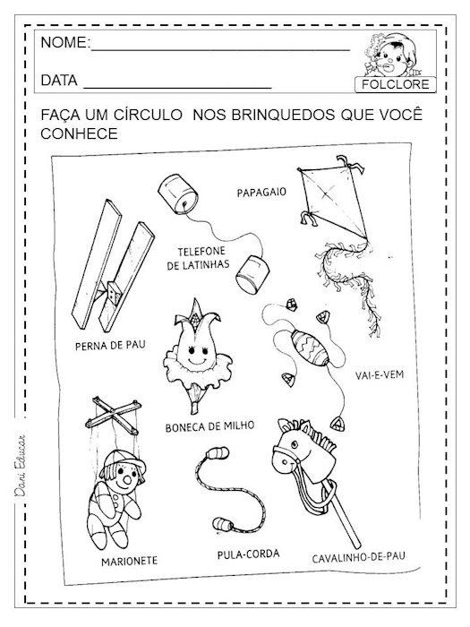 Atividades de alfabetização do folclore