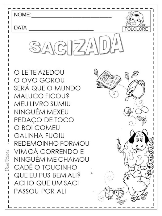 Atividades de alfabetização do folclore
