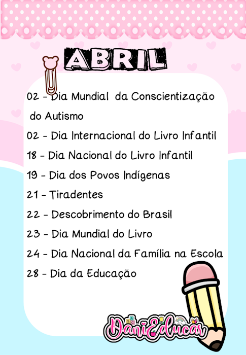 Calendários para imprimir Abril
