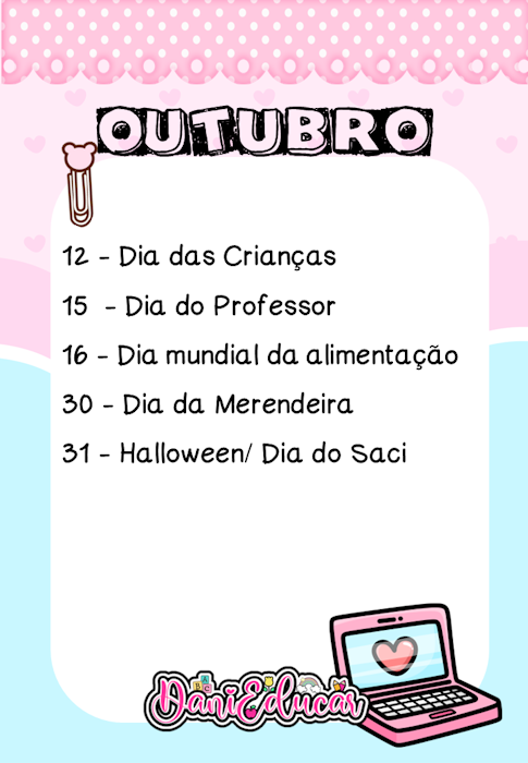Calendário para imprimir Outubro