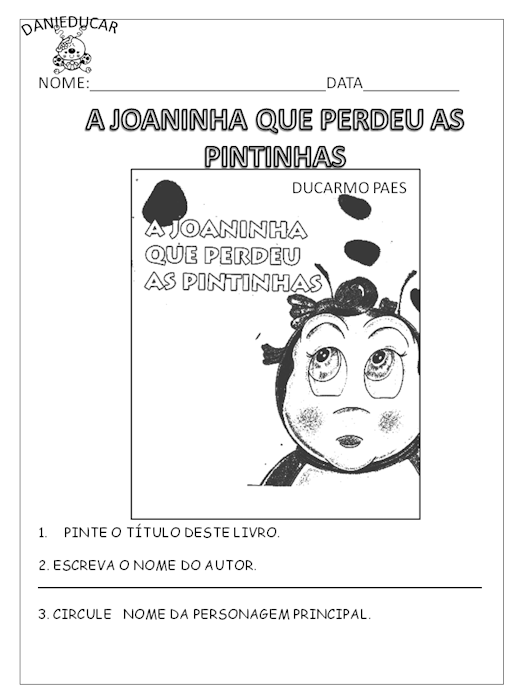 ATIVIDADES A JOANINHA QUE PERDEU SUAS PINTINHAS