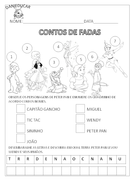 ATIVIDADES DE ALFABETIZAÇÃO DO PETER PAN