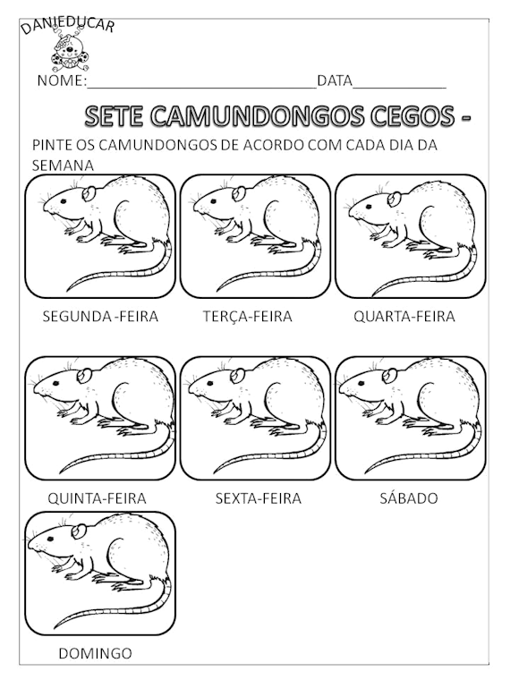 ATIVIDADES DO LIVRO OS SETE CAMUNDONGOS CEGOS