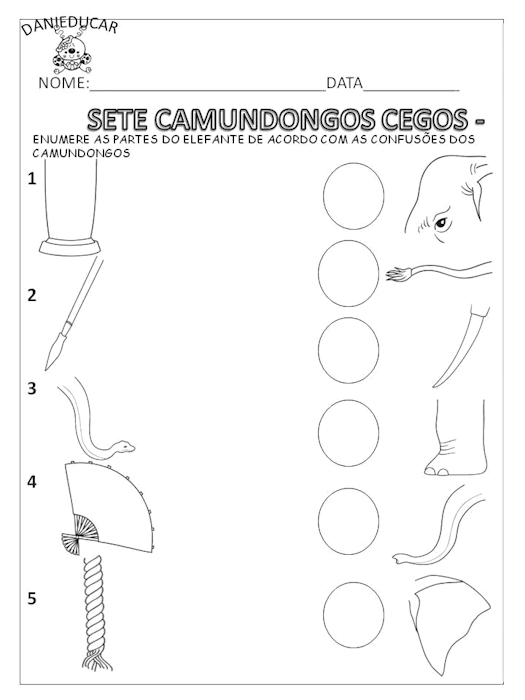 ATIVIDADES DO LIVRO OS SETE CAMUNDONGOS CEGOS