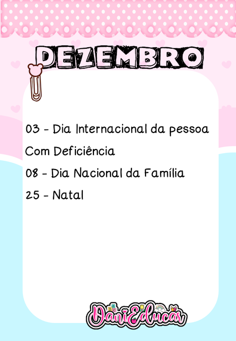 Calendário para imprimir Dezembro