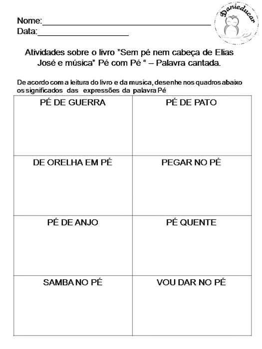 Atividades do livro Sem pé nem cabeça