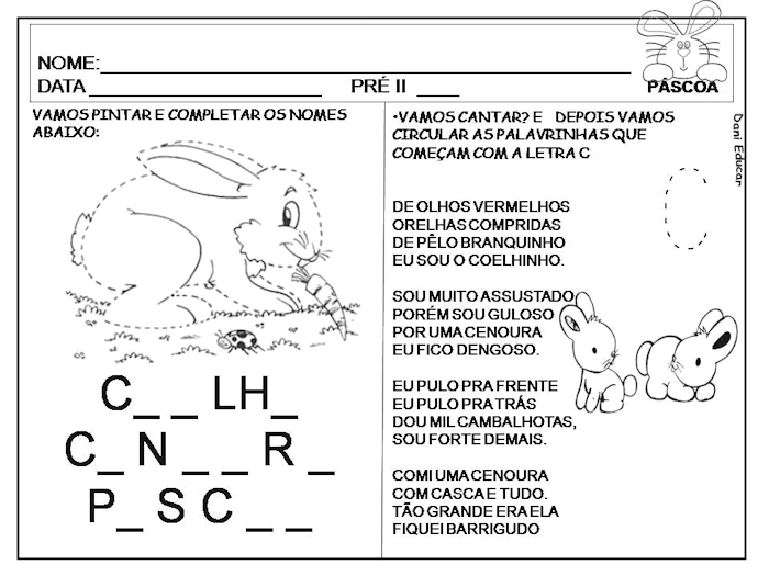 Atividades para educação infantil  Páscoa