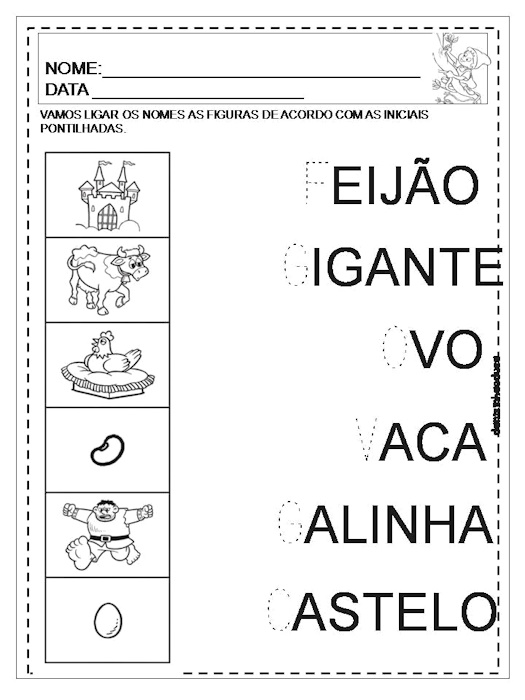 Atividades João e o pé de feijão 1º ano