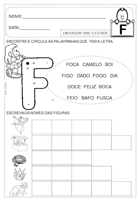 Atividades de alfabetização com a letra F