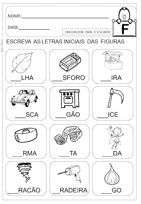 Atividades de alfabetização com a letra F