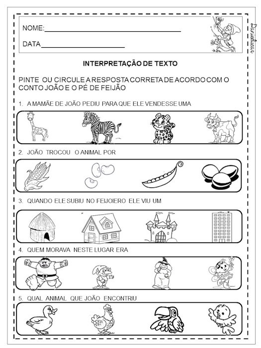 Atividades educativas João e o pé de feijão