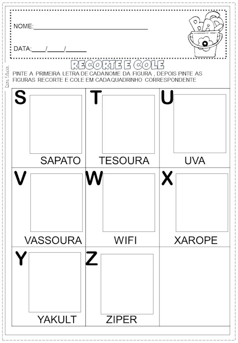 Album de figurinhas Alfabeto