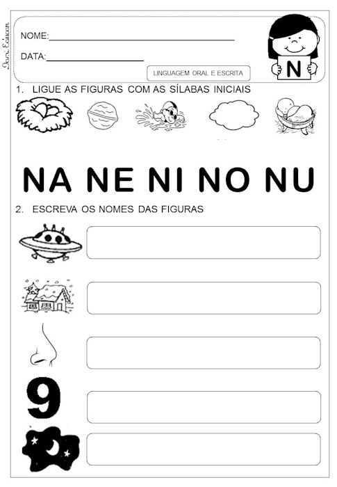 Atividades alfabetização letra N