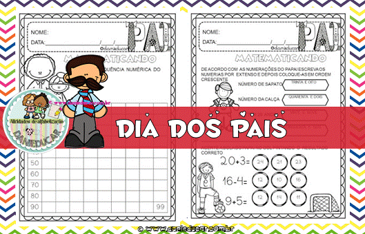 Atividades matemática - dia dos pais - Dani Educar