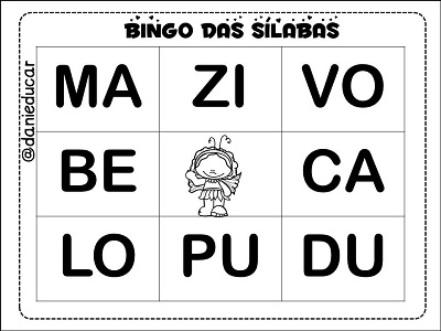 Bingo grátis com palavras simples - Dani Educar