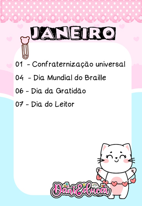 Datas comemorativas - janeiro