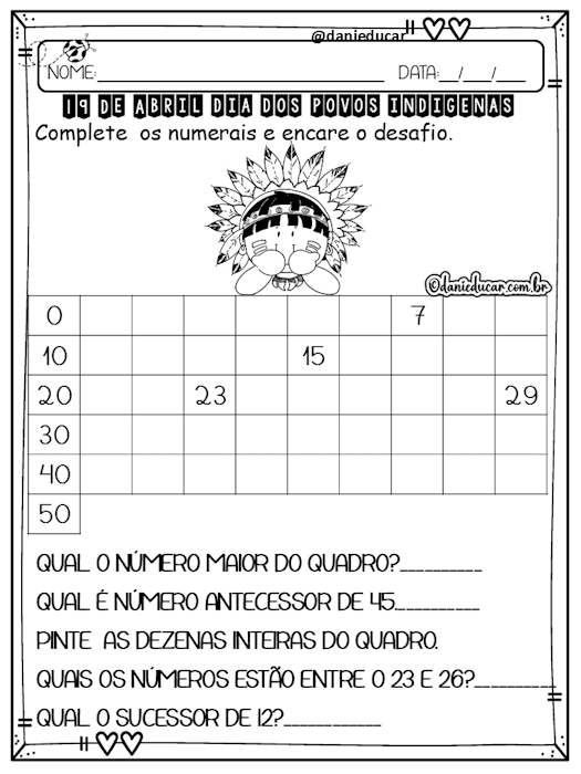 ATIVIDADES DE MATEMÁTICA POVOS INDÍGENAS