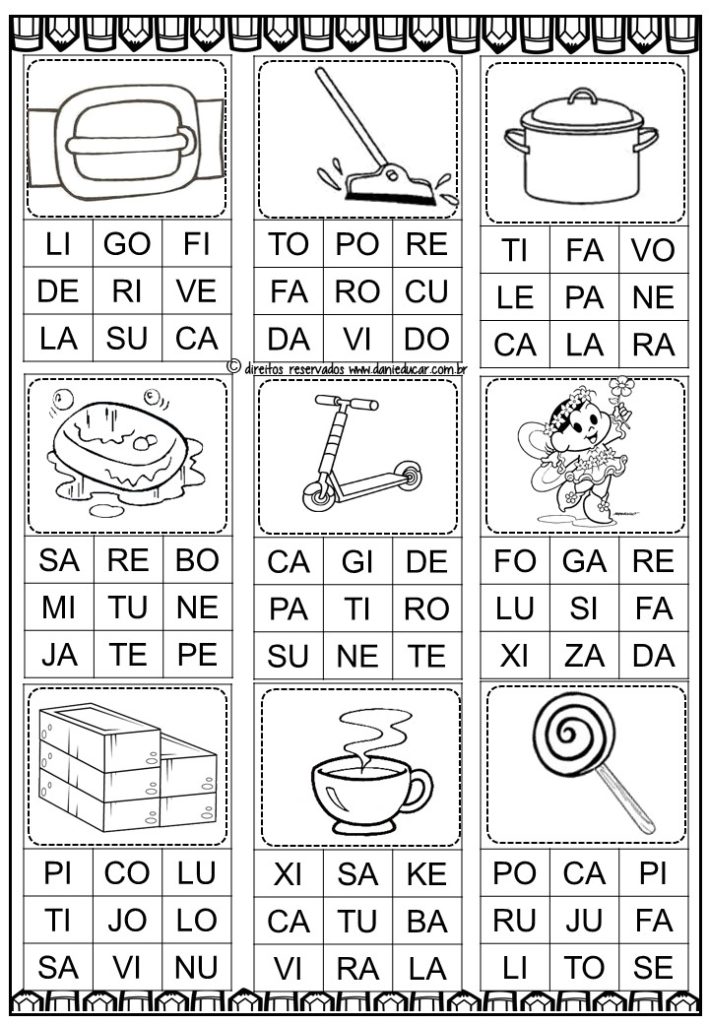 Formar palavras com silabas para imprimir
